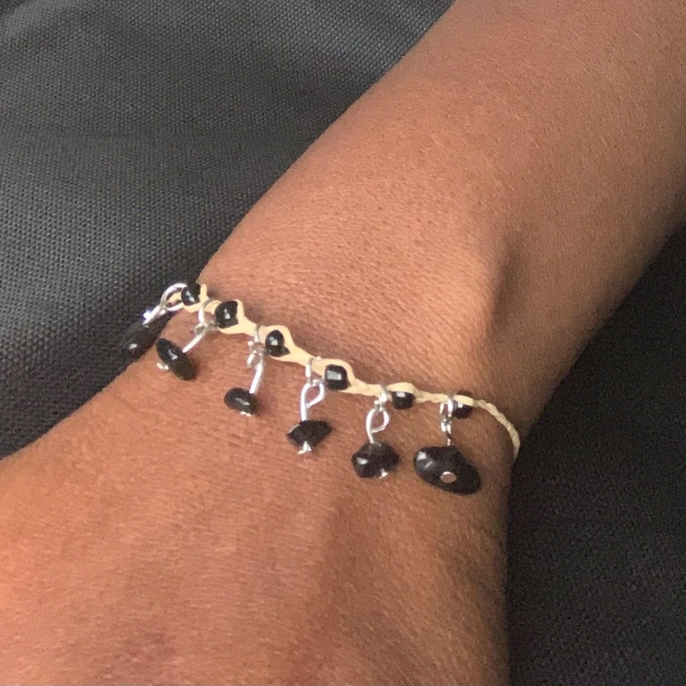 Genuine Obsidian Crystal Stone Wish  Bracelet